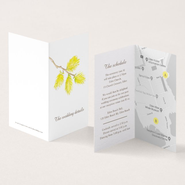 Tarjeta detalles del evento del boda mapa de la programaci (Interior y exterior)