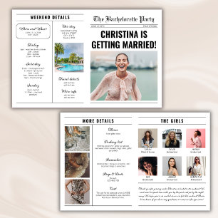 Tarjeta Detalles del periódico Bachelorette Weekend Itiner