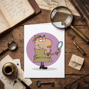 Tarjeta Detective de Dibujos Animados Divertido con Lupa