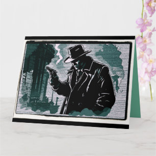 Tarjeta Detective Urbano Ciudad Gris Estilo Vintage 1940