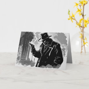 Tarjeta Detective urbano gráfico de cómic estilo BW de los