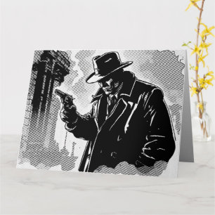 Tarjeta Detective urbano gráfico de cómic estilo BW de los