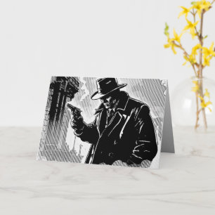 Tarjeta Detective urbano gráfico de cómic estilo BW de los