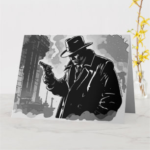 Tarjeta Detective urbano gráfico de cómic estilo BW de los