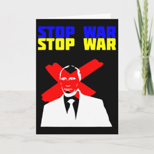 Tarjeta Detener la guerra Anti Putin Cara Bandera Ucranian