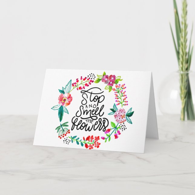 Tarjeta Detente y huele las flores  (Anverso)