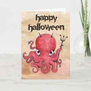 Tarjeta Devil Octopus Halloween