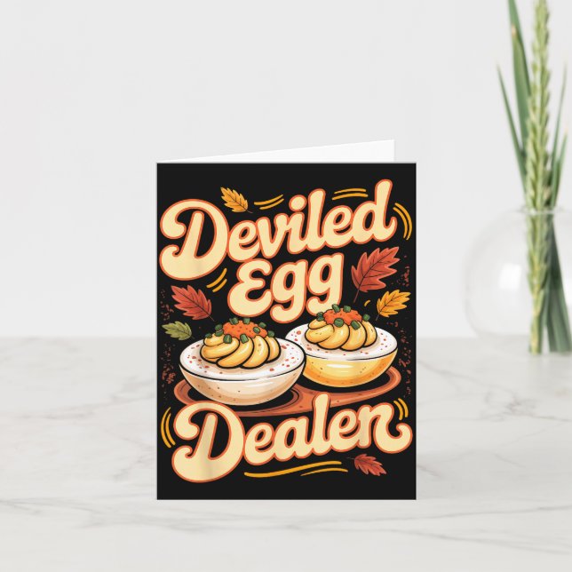 Tarjeta Deviled Egg Er Funny Retro Thanksgiving Food Quote (Anverso)