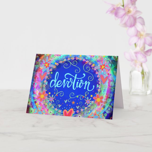 Tarjeta Devoción Bonito Azul Floral Fun caprichoso (Orquídea)