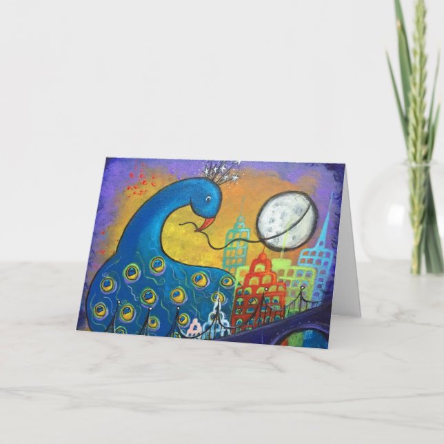 Tarjeta Devolver el pavo real nocturno en la carta de la c (Anverso)