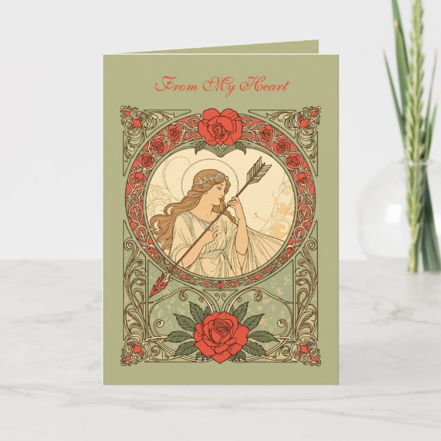 Tarjeta Devotion Vintage Art Nouveau Romance (Anverso)