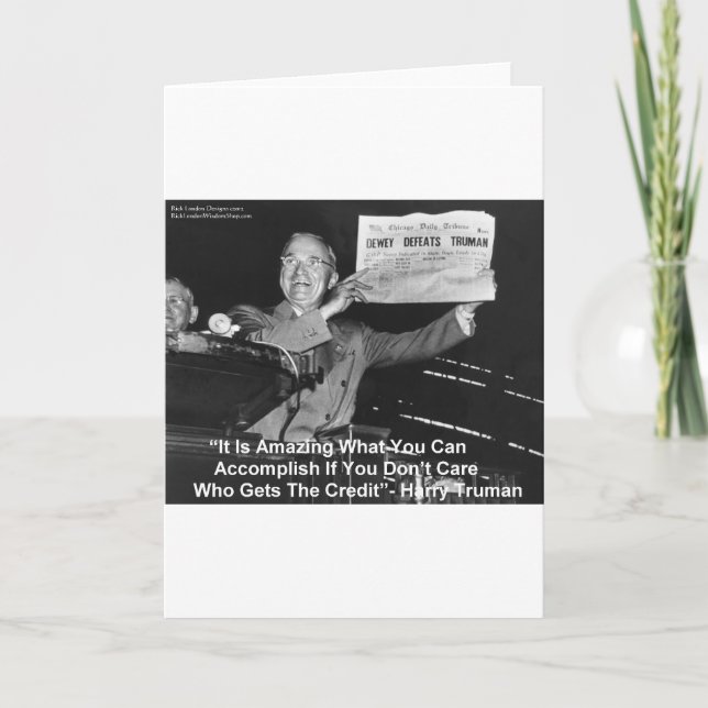 Tarjeta Dewey Beats Truman Graciosos Regalos Tees Botones  (Anverso)