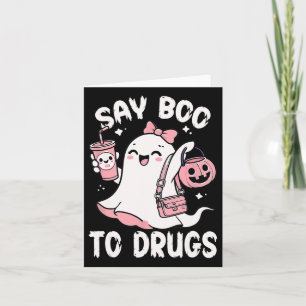 Tarjeta Di Boo A Las Drogas Graciosa Cinta Roja Halloween