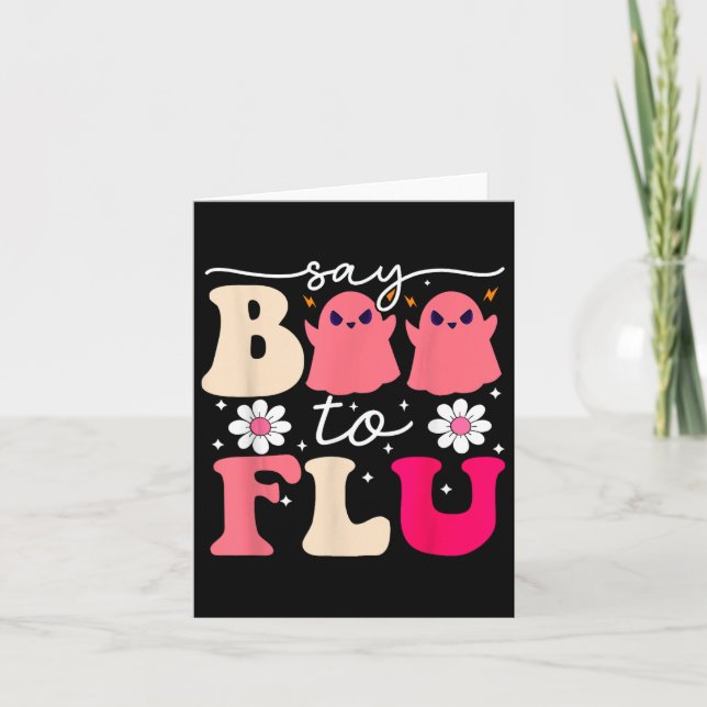 Tarjeta Di Boo A Las Flu Graciosas Nurs Fantasma Cute De H (Anverso)