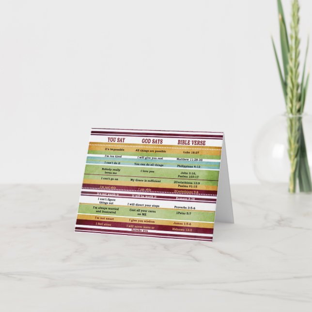 Tarjeta "Di/Dios dice" Versos Inspiradores de la Biblia (Anverso)