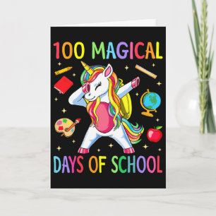 Tarjeta Día 100 de Unicornio Escolar 100 Días Mágicos Ense