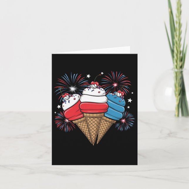Tarjeta Día 4 De Julio Mujeres Crema De Hielo Hombres Niño (Anverso)