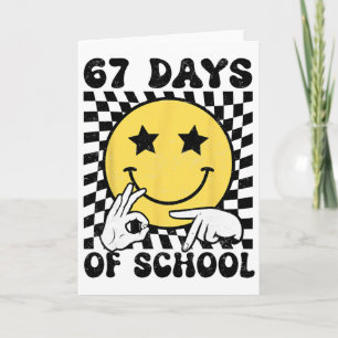 Tarjeta Día 67 de la escuela para maestros y niños meme se