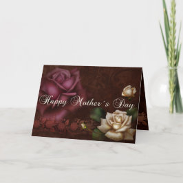 Tarjeta Día antiguo de Mother´s de los rosas