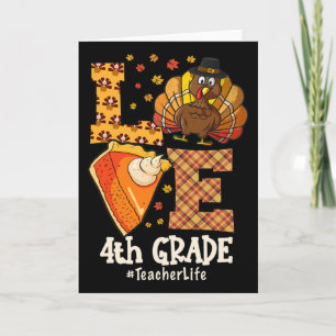 Tarjeta Día de Acción de Gracias Amor Maestra de 4to Grado