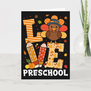 Tarjeta Día de Acción de Gracias Amor Maestra Preescolar P