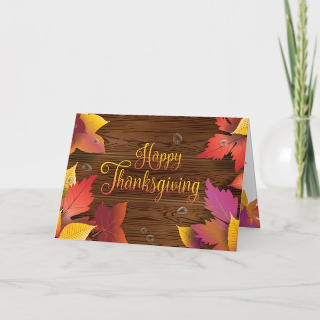 Tarjeta Día de Acción de Gracias Cae Maple Dorado deja mad (Anverso)