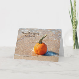 Tarjeta Día de Acción de Gracias Calabaza en la Playa