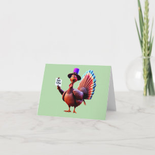 Tarjeta Día de Acción de Gracias "Comer Vaca" Pavo