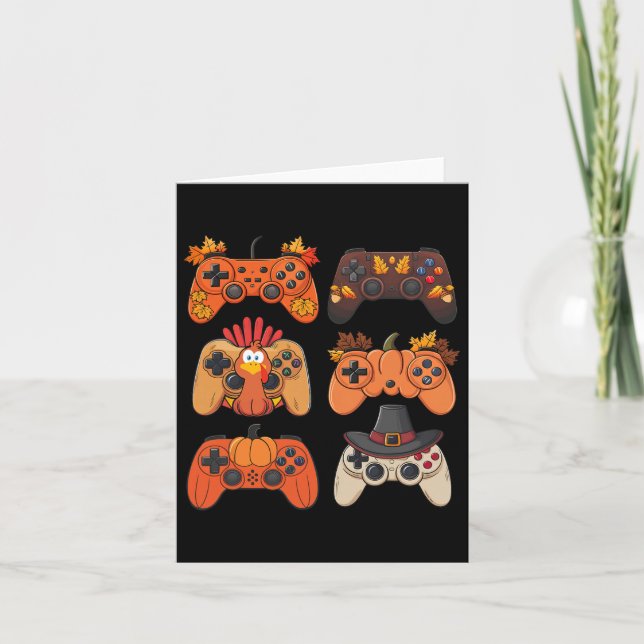 Tarjeta Día de Acción de Gracias Controladores de juegos d (Anverso)