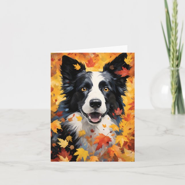 Tarjeta Día de Acción de Gracias de otoño de Border Collie (Anverso)