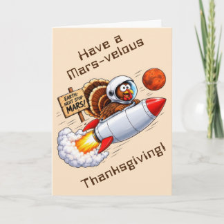 Tarjeta Día de Acción de Gracias del Pavo Espacial Diverti