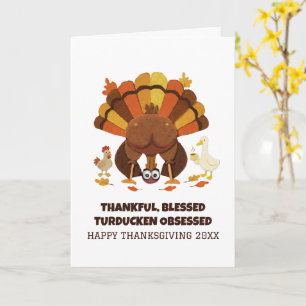 Tarjeta Día de Acción de Gracias Divertido Turducken