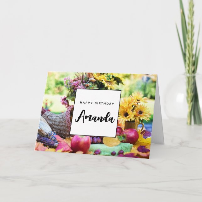 Tarjeta Día de Acción de Gracias Fiesta de la cosecha de o (Anverso)