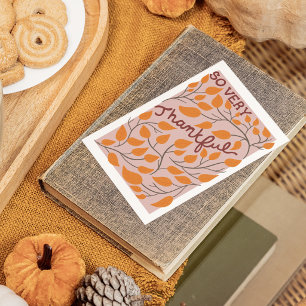 Tarjeta Día de Acción de Gracias Hojas Naranjas Muy Agrade