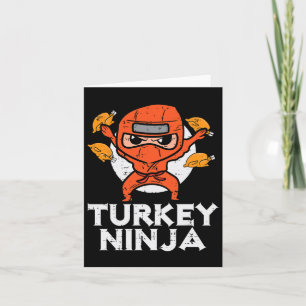 Tarjeta Día de Acción de Gracias Ninja Turkey Funny Fall B
