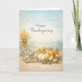 Tarjeta Día de Acción de Gracias Otoño Costero Feliz Cosec
