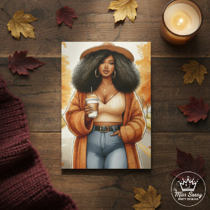 Tarjeta Día de Acción de Gracias para mujer afroamericana 