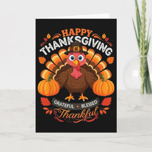 Tarjeta Día de Acción de Gracias Pavo Feliz Bendito Agrade