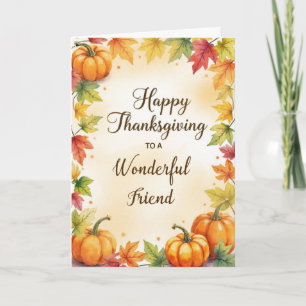 Tarjeta Día de Acción de Gracias Sentimental Otoño Calabaz