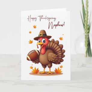 Tarjeta Día de Acción de Gracias Sobrino Pavo Divertido Fú