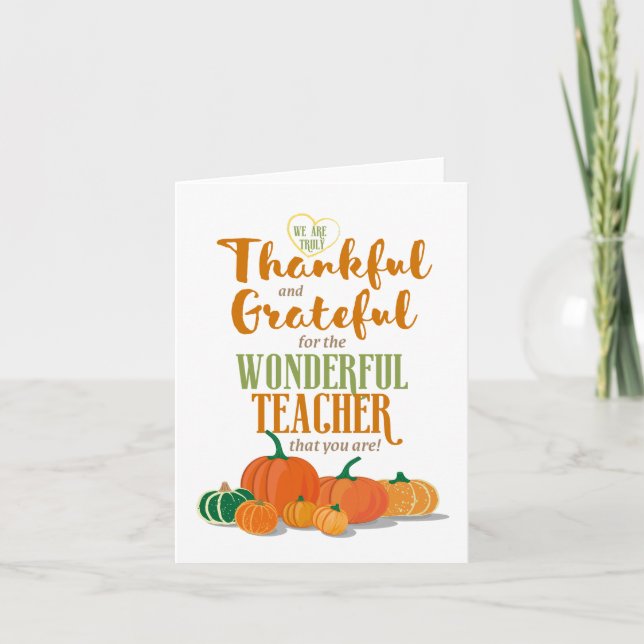 Tarjeta Día de Acción de Gracias Tema Agradecimiento a la  (Anverso)