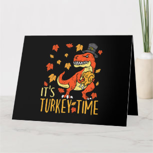 Tarjeta Día de Acción de Gracias, Turquía Time Fall, Dinos