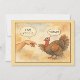 Tarjeta Día de Acción de Gracias vegetariano divertido 