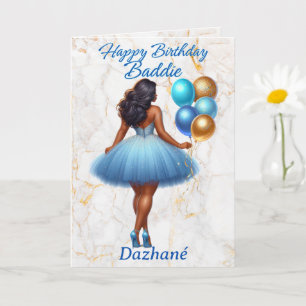 Tarjeta Día de Aniversario de la Mujer Africana Azul y Oro