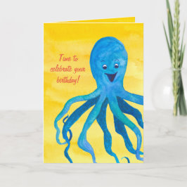 Tarjeta Día de Aniversario del Pulpo Azul