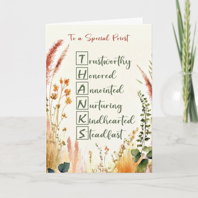 Tarjeta Día de Apreciación del Clérigo Sacerdote Gracias A (Anverso)