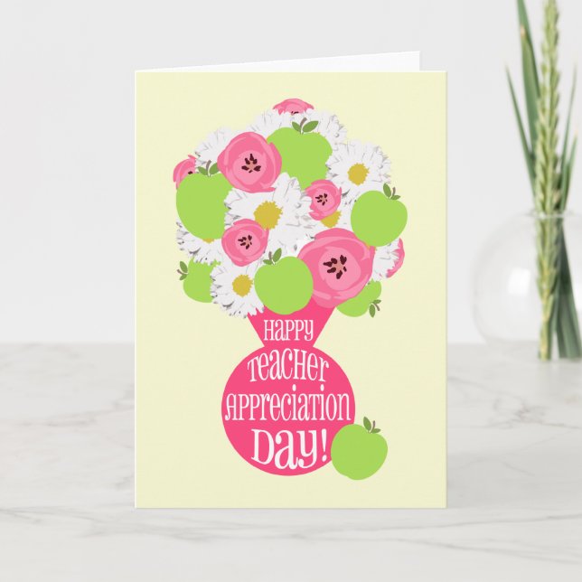 Tarjeta Día de Apreciación del Profesor - Bouquet de manza (Anverso)