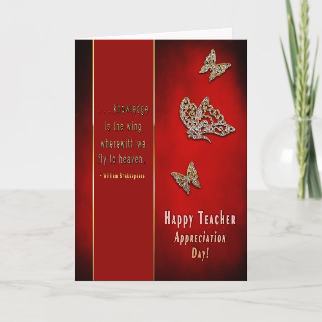 Tarjeta Día de Apreciación del Profesor - Cita de Shakespe (Anverso)