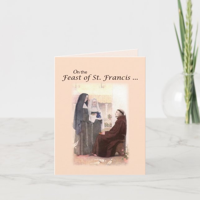 Tarjeta Día de banquete bendecido de St Francis con St. (Anverso)