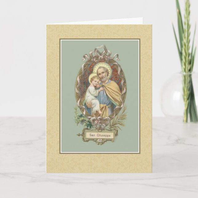 Tarjeta Día de banquete de Jesús del niño de San José (Anverso)